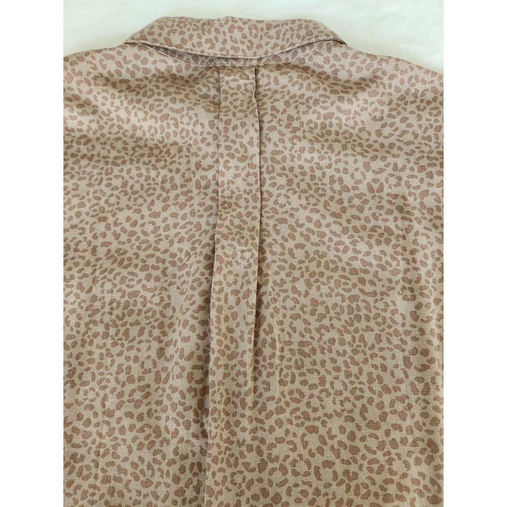 Pink Rose Women's Large 100% Rayon Leopard Print Long Sleeve Button Flirt Blouse - Picture 9 of 12